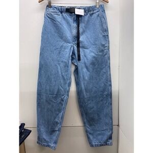 American Eagle Denim Joggers Light Wash Belted‎ Elastic Waist Jeans Small NEW